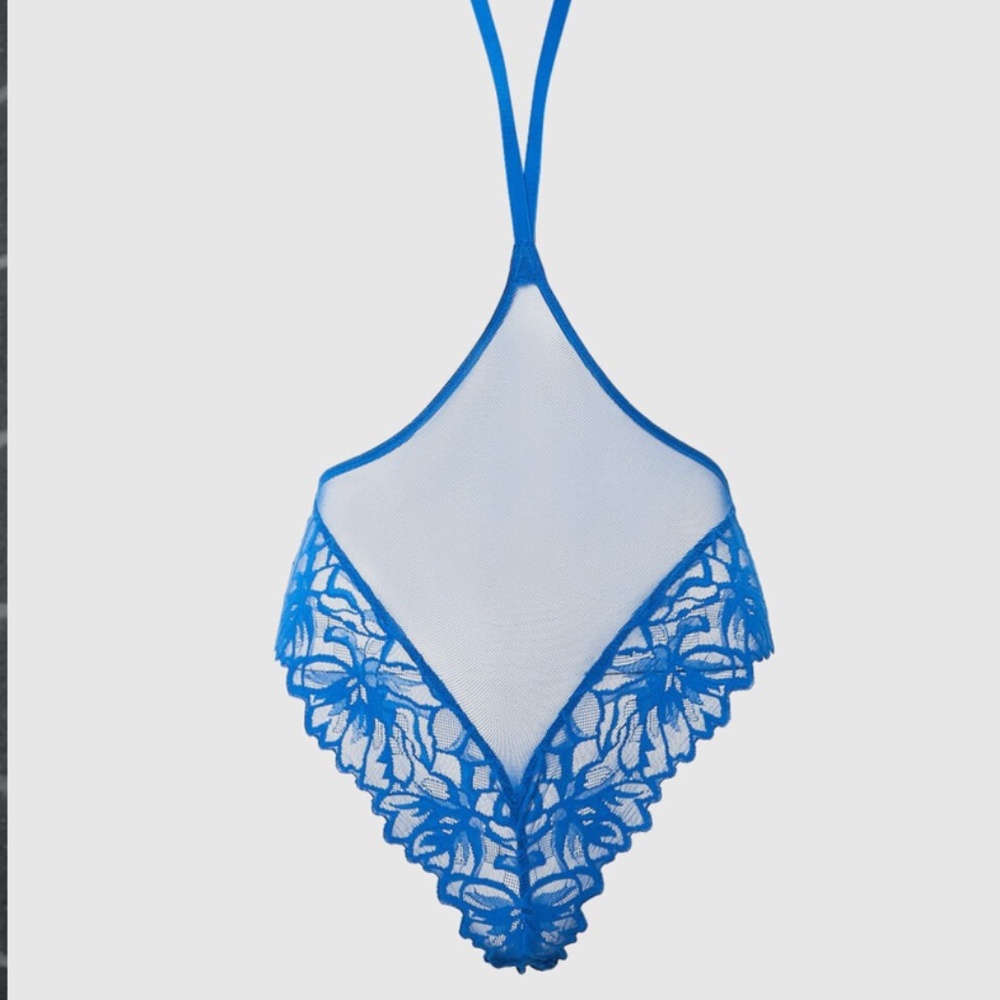 Never worn Royal Blue Floral Lace Lingerie La SENZA Halter